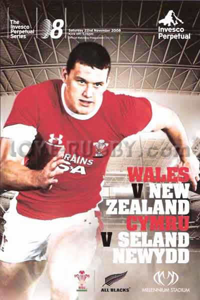 2008 Wales v New Zealand  Rugby Programme